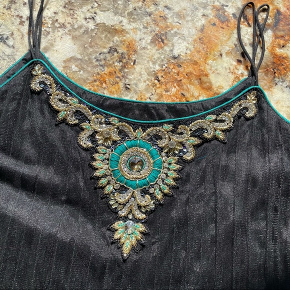 Dress, Embroidered, Tulle, Black & Blue, Made in India - Picture 5 of 8